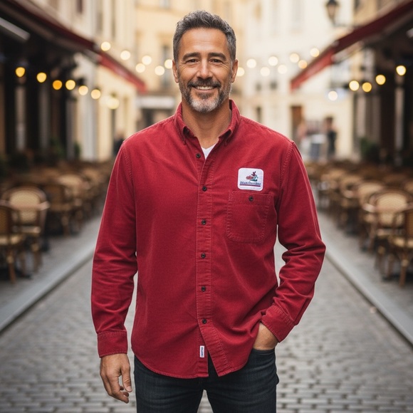 Vintage Other - Y2K Vintage Croft & Barrow Cotton Red Corduroy Button Down “Books Are Fun!”